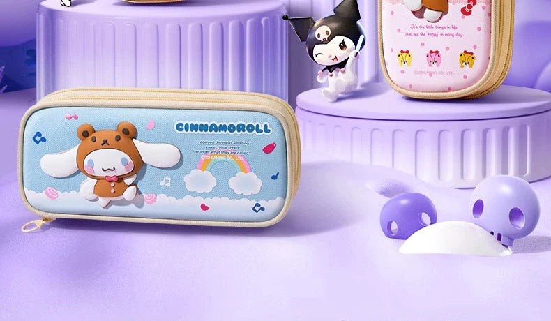 Estuche para lápices de gran capacidad 3D de Sanrio, caja de papelería Kawaii Hello Kitty Cinnamoroll Melody Kuromi, bolsa para lápices, útiles escolares